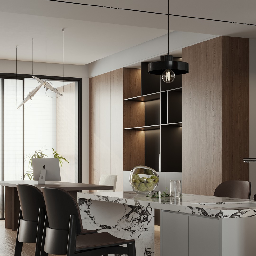 Italian Minimalist Living Room 3D Model – PBR Textured, Corona Render Ready - View 6