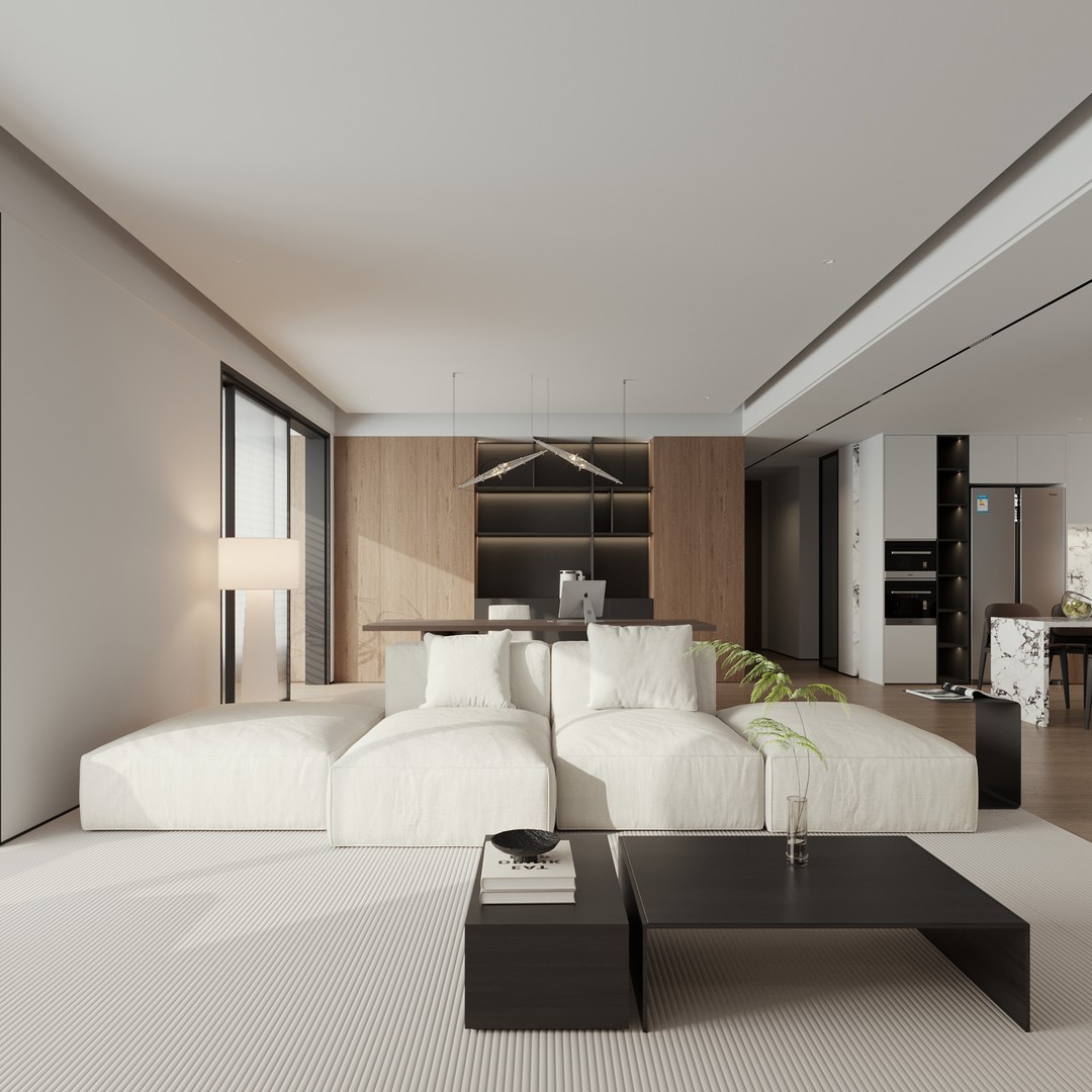 Italian Minimalist Living Room 3D Model – PBR Textured, Corona Render Ready - View 7