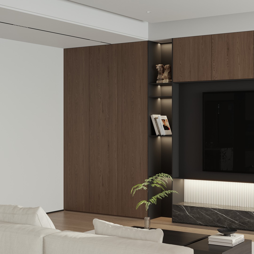 Italian Minimalist Living Room 3D Model – PBR Textured, Corona Render Ready - View 8