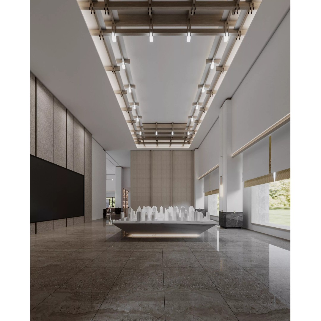 Modern Reception Lobby 3D Model – Textured Interior Scene, Corona Renderer