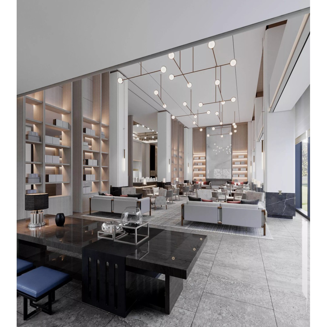 Modern Reception Lobby 3D Model – Textured Interior Scene, Corona Renderer - View 2