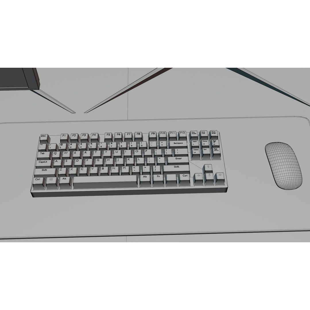 Minimalistic Computer Desk 3D Model – Low Poly Office Asset, FBX - View 21