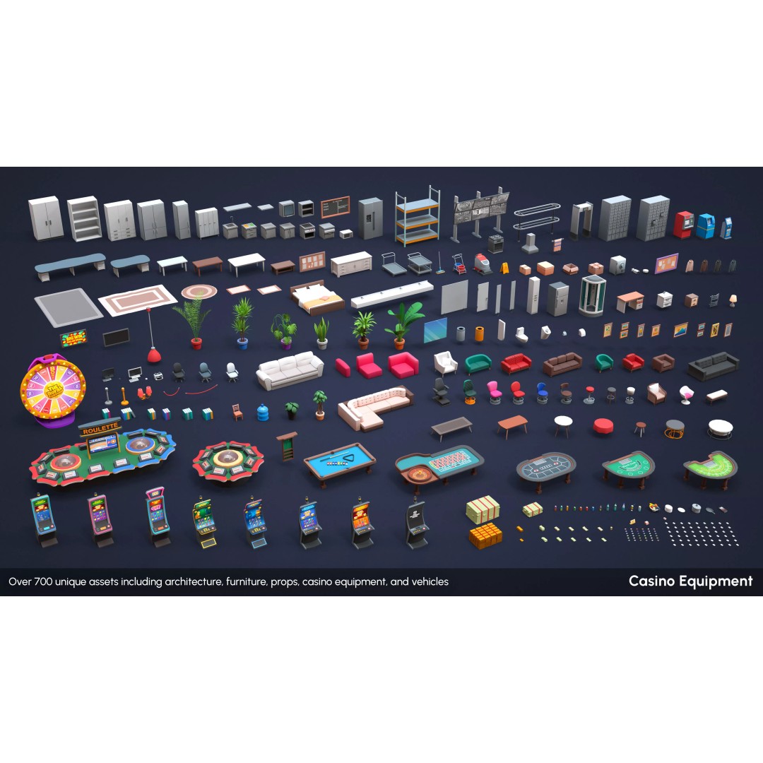 Casino 3D Model – Low Poly Game Asset with Interactive Features - View 23