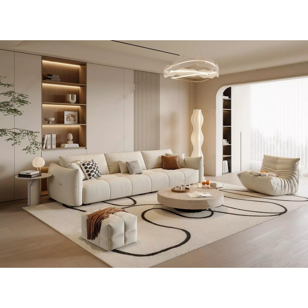 Modern Cream Living Room 3D Model – Stylish Interior Design Asset