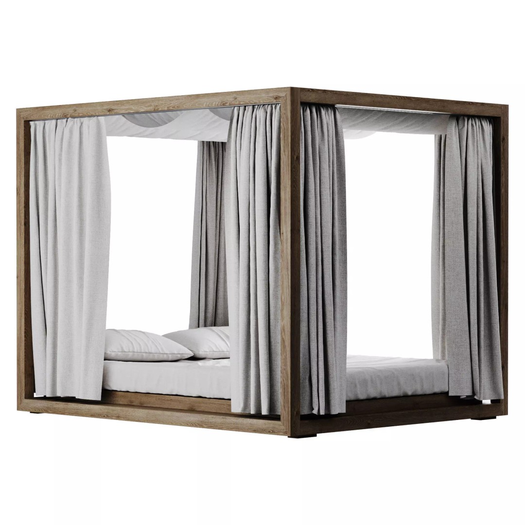 Canopy Daybed 3D Model – Low Poly Furniture Asset, OBJ & FBX - View 2