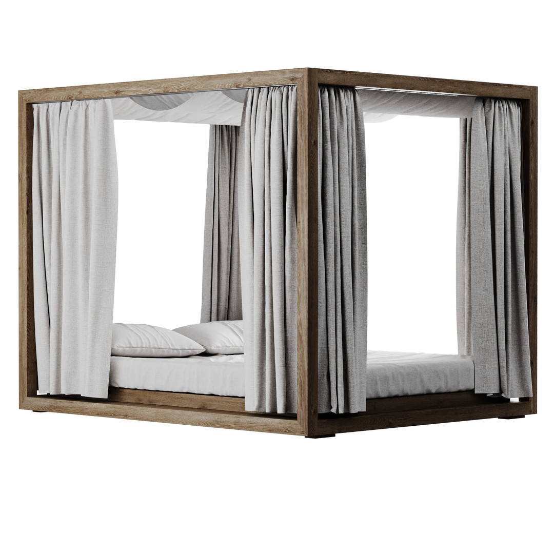 Canopy Daybed 3D Model – Low Poly Furniture Asset, OBJ & FBX - View 22