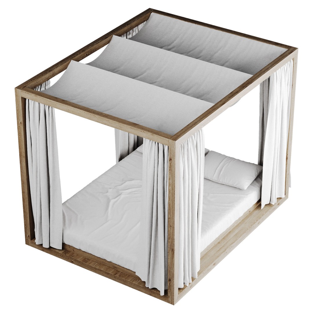 Canopy Daybed 3D Model – Low Poly Furniture Asset, OBJ & FBX - View 31