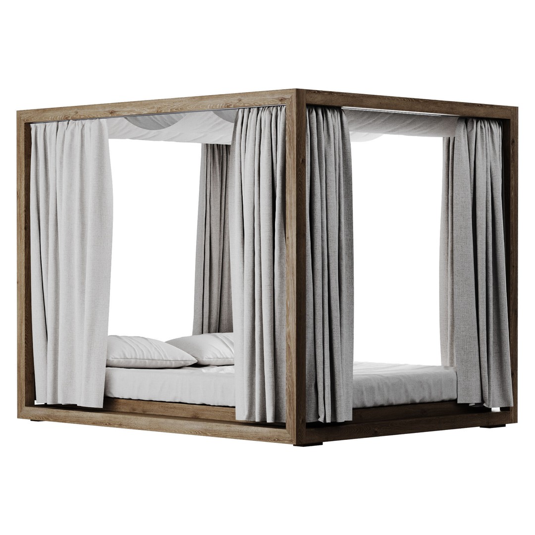 Canopy Daybed 3D Model – Low Poly Furniture Asset, OBJ & FBX - View 33