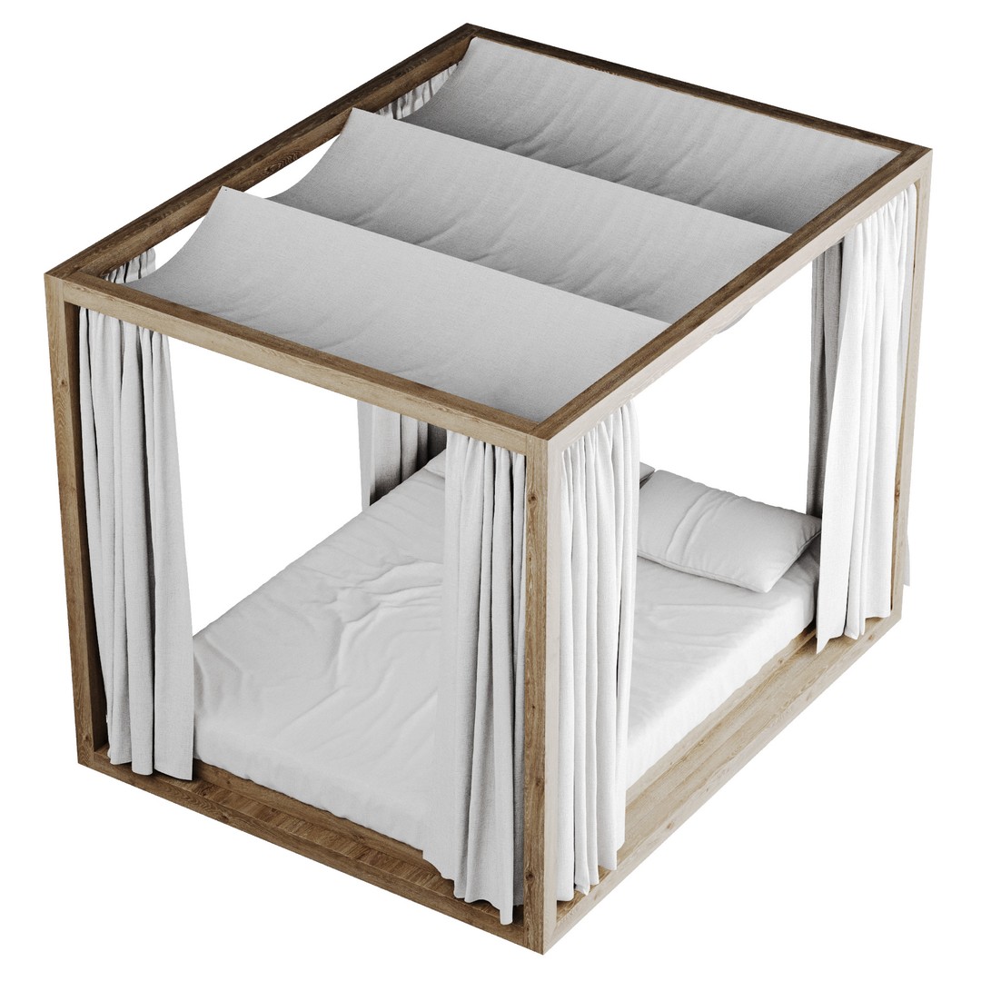 Canopy Daybed 3D Model – Low Poly Furniture Asset, OBJ & FBX - View 41