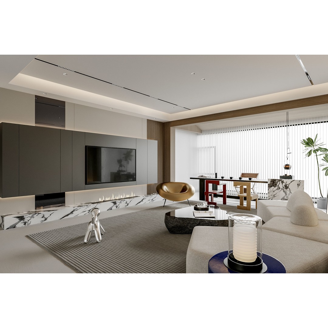 Modern Apartment Interior 3D Model – Fully Textured Scene for Archviz - View 3