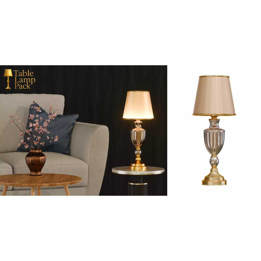Table Lamp 3D Model – Elegant Lighting Pack with PBR Textures - View 10