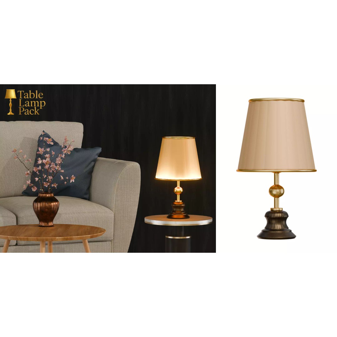 Table Lamp 3D Model – Elegant Lighting Pack with PBR Textures - View 11