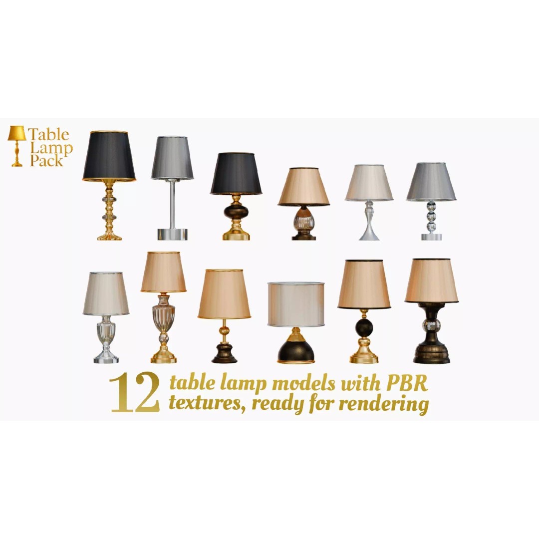 Table Lamp 3D Model – Elegant Lighting Pack with PBR Textures - View 2
