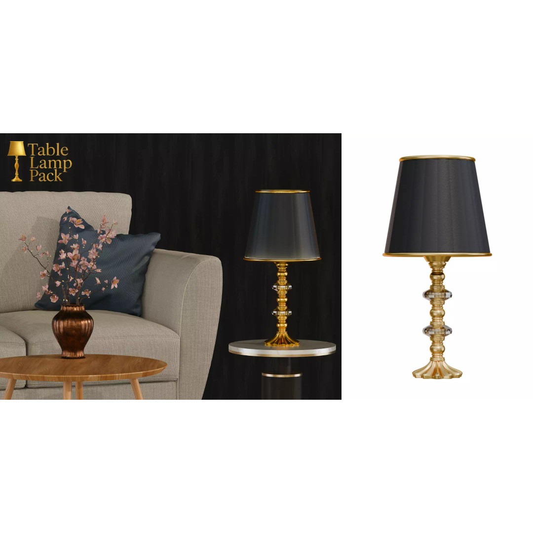 Table Lamp 3D Model – Elegant Lighting Pack with PBR Textures - View 3