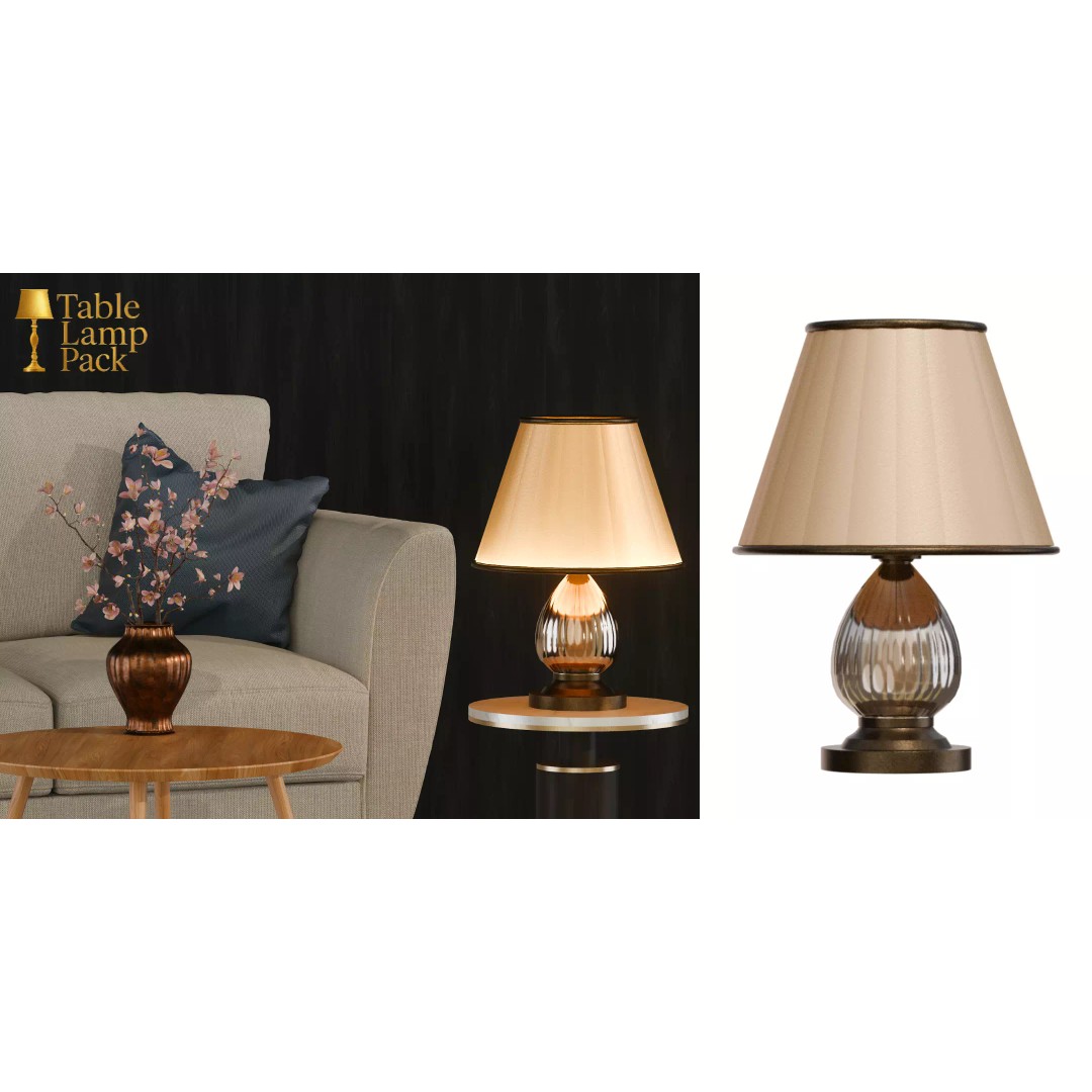 Table Lamp 3D Model – Elegant Lighting Pack with PBR Textures - View 6