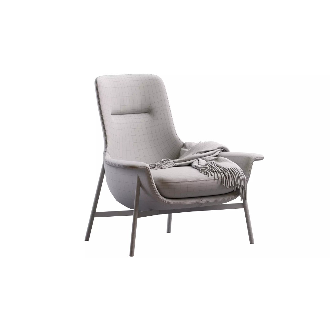 Seymour Mid Fixed Chair 3D Model – Modern Armchair with PBR Textures - View 11
