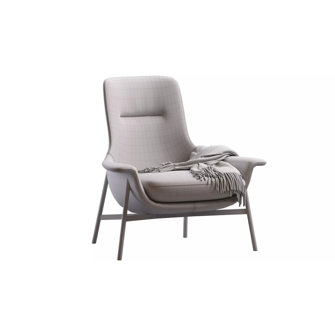Seymour Mid Fixed Chair 3D Model – Modern Armchair with PBR Textures - View 12