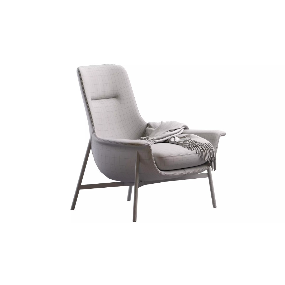 Seymour Mid Fixed Chair 3D Model – Modern Armchair with PBR Textures - View 13