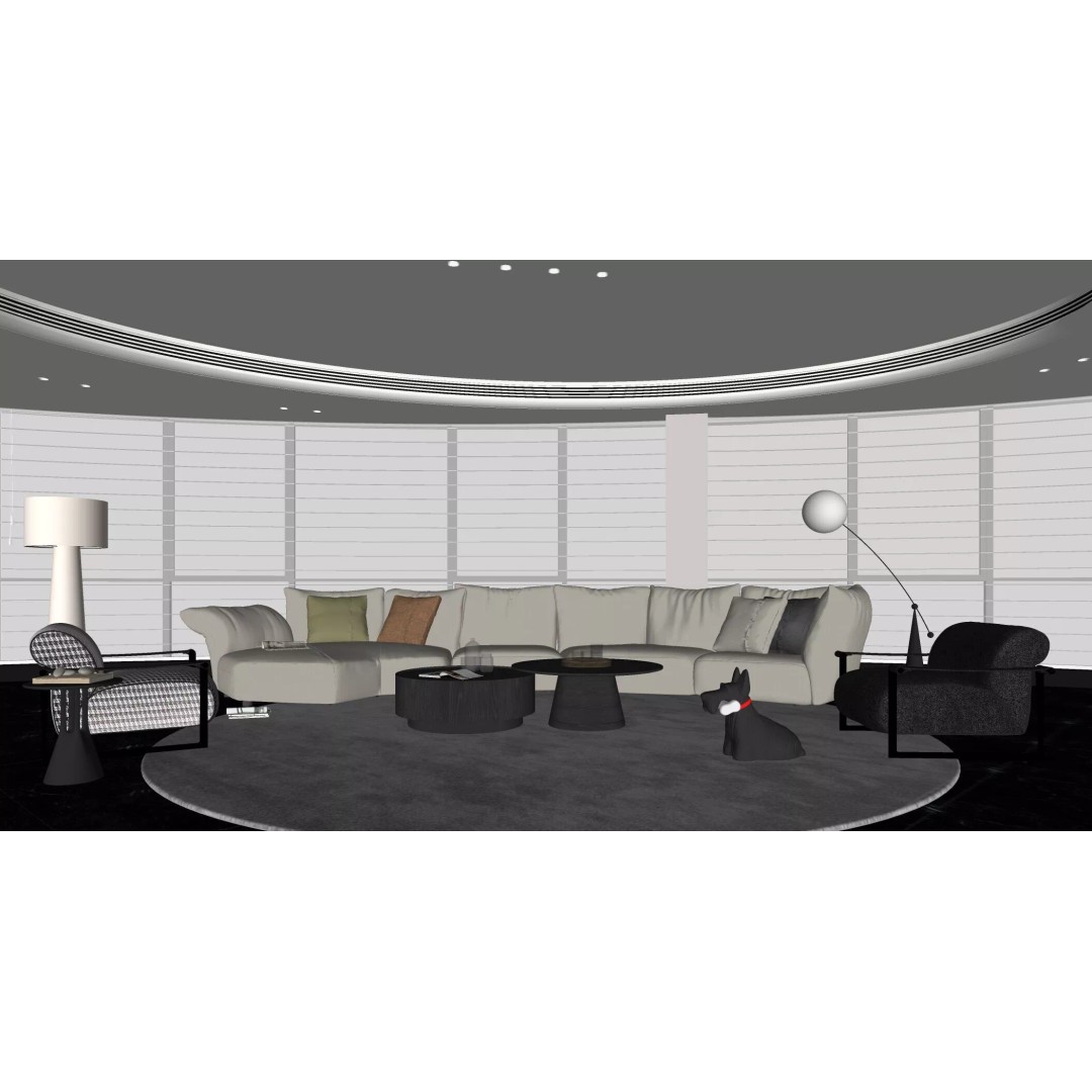 Italian-Style Living and Dining Room 3D Model – High Poly Interior Asset, FBX, OBJ - View 8