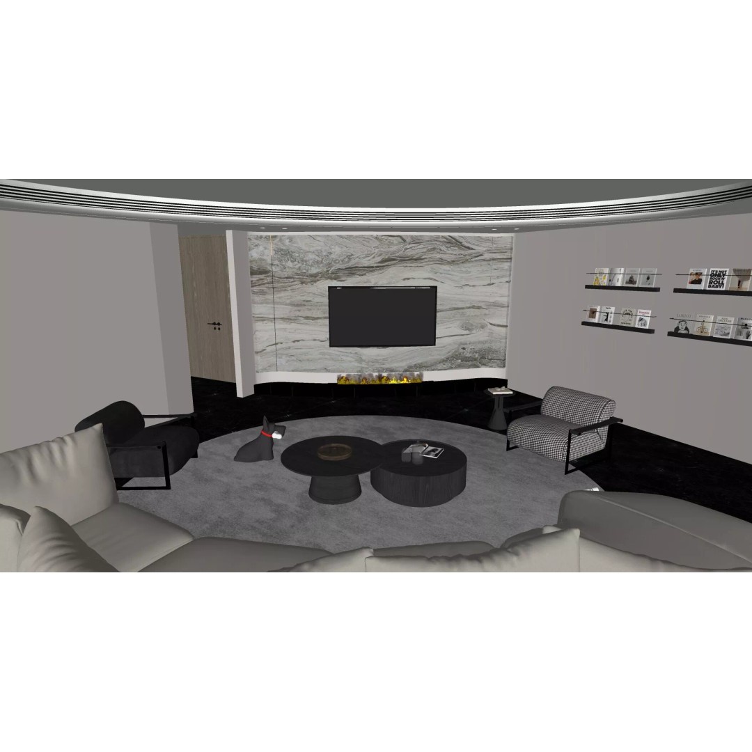 Italian-Style Living and Dining Room 3D Model – High Poly Interior Asset, FBX, OBJ - View 9