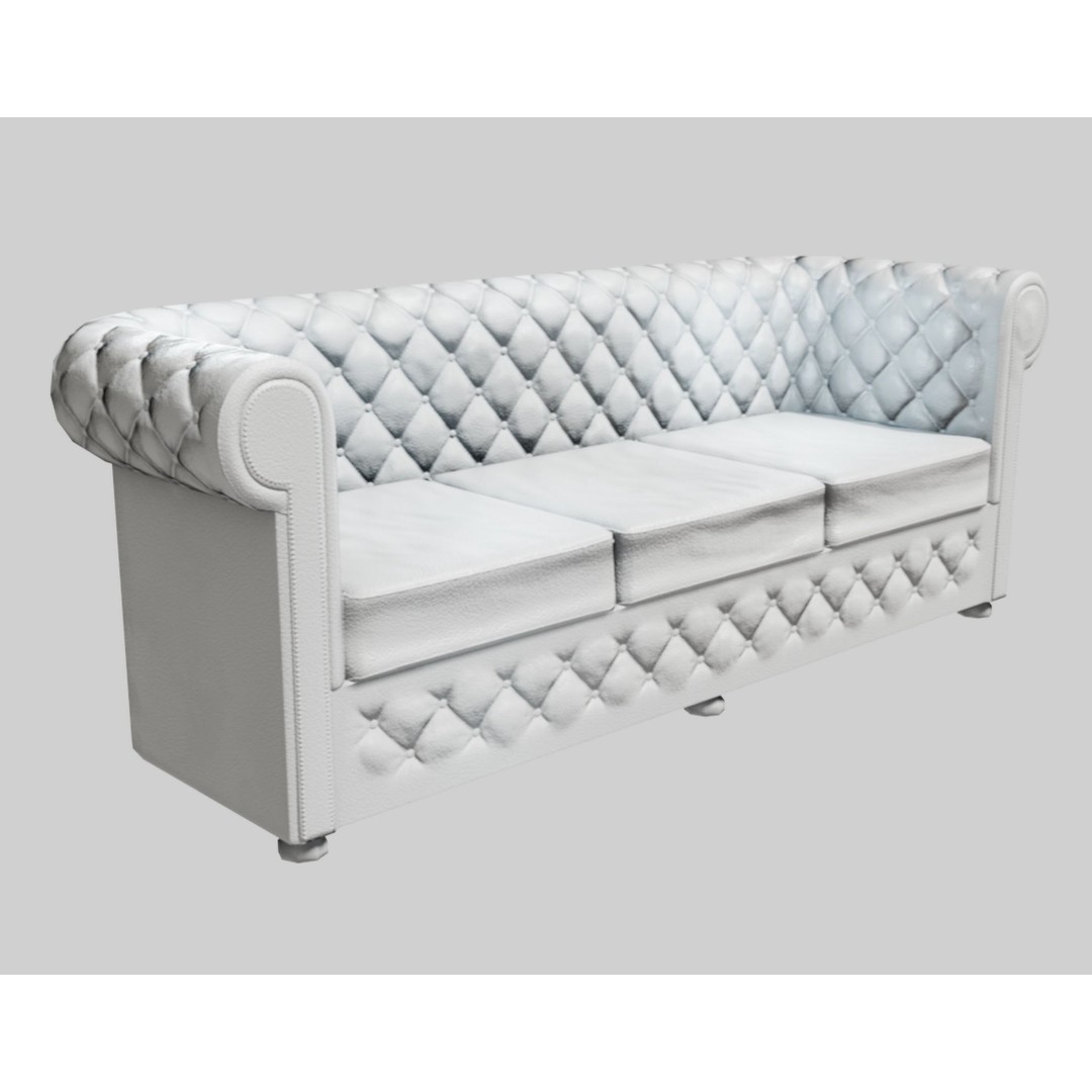 Used Leather Sofa 3D Model – Low Poly PBR Game Asset, FBX - View 10