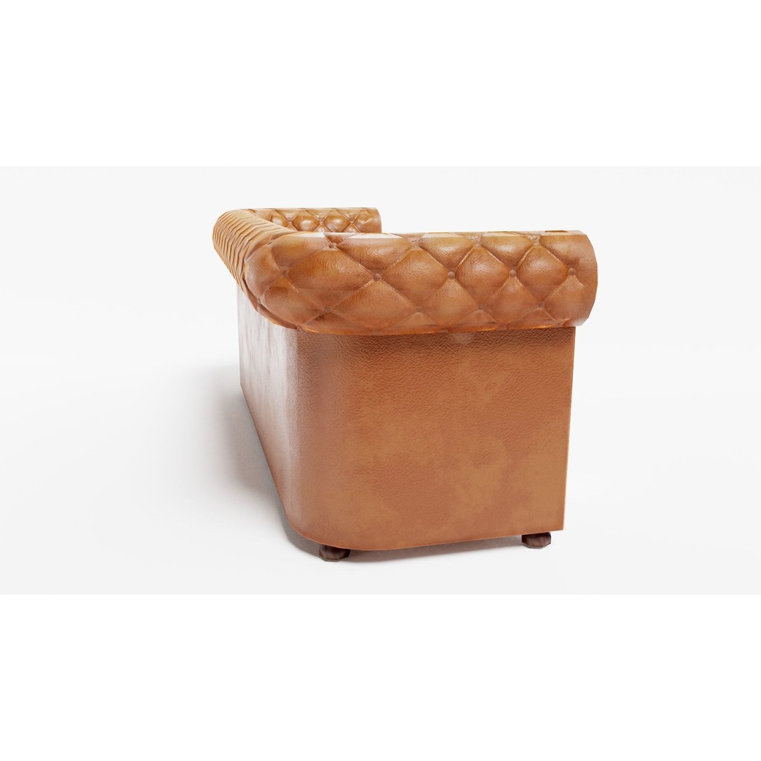 Used Leather Sofa 3D Model – Low Poly PBR Game Asset, FBX - View 7
