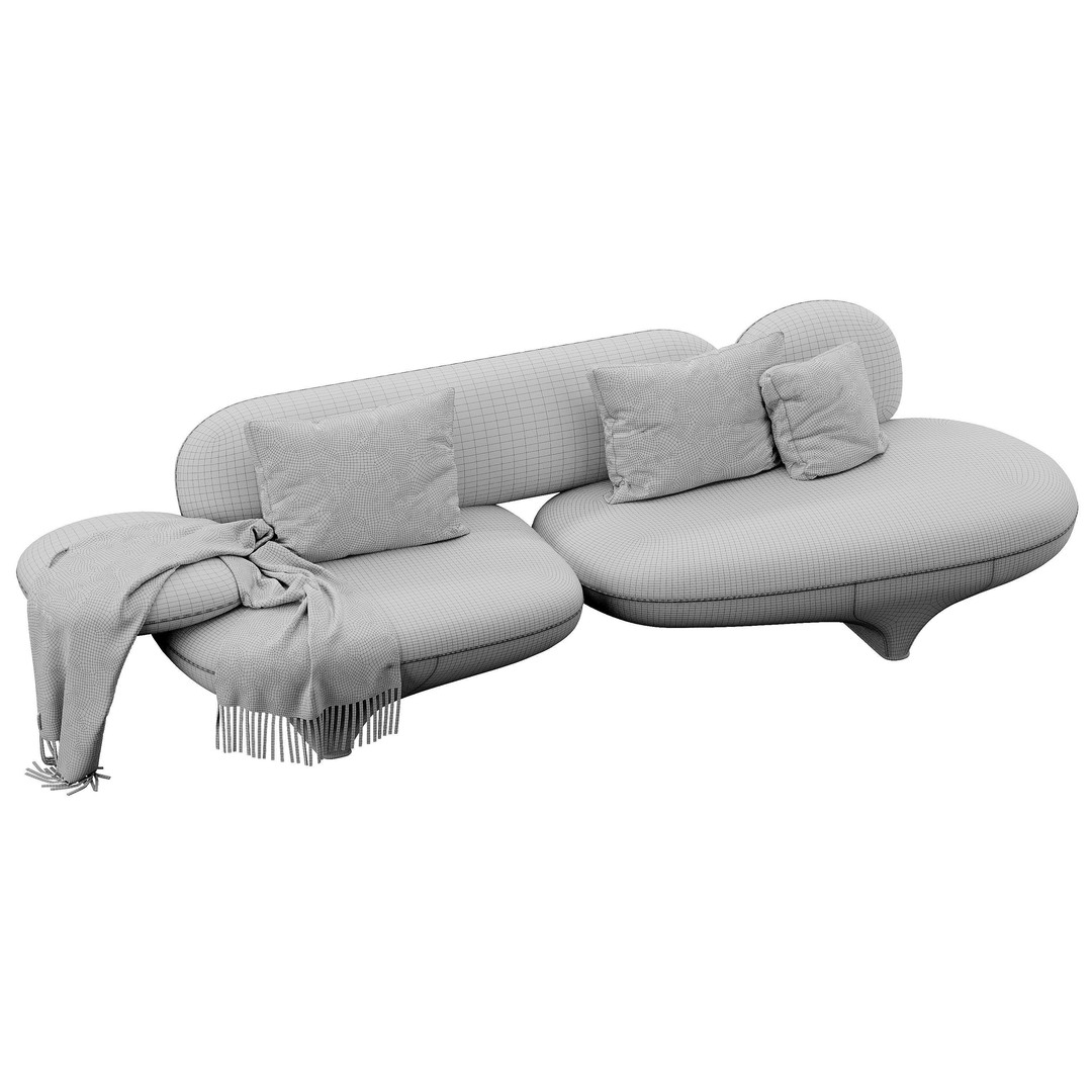 Figure Sofa 3D Model – Modern Design, High Poly, FBX, OBJ