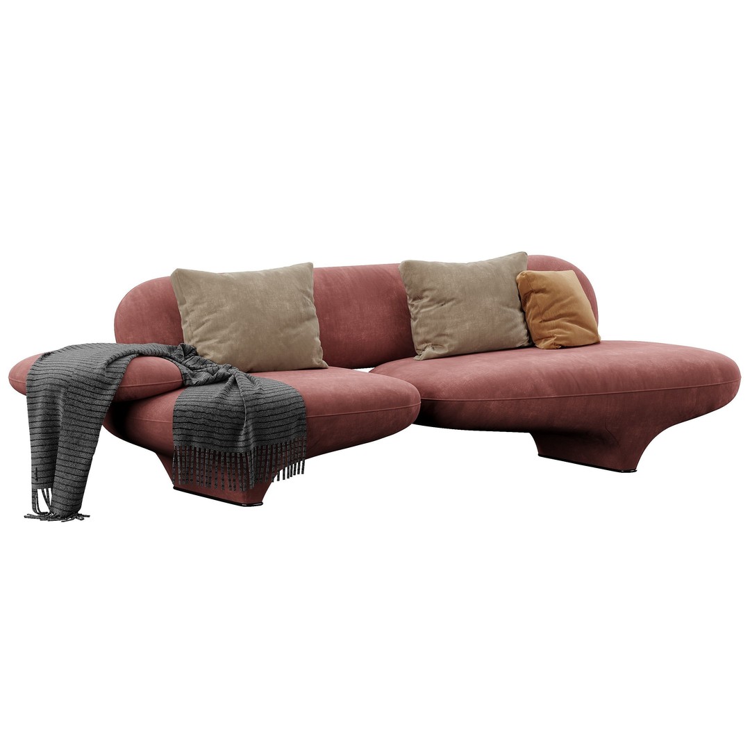 Figure Sofa 3D Model – Modern Design, High Poly, FBX, OBJ - View 10