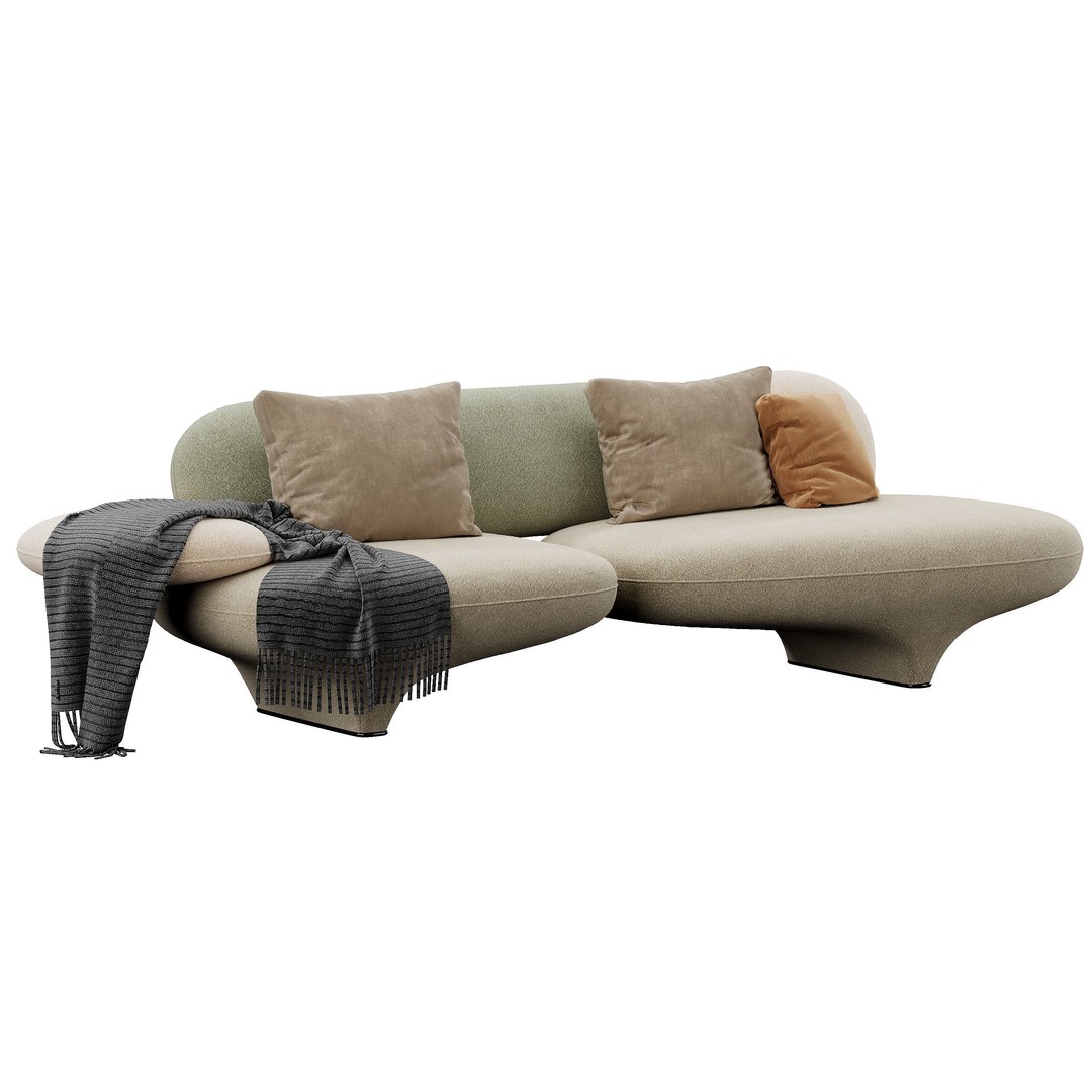 Figure Sofa 3D Model – Modern Design, High Poly, FBX, OBJ - View 11