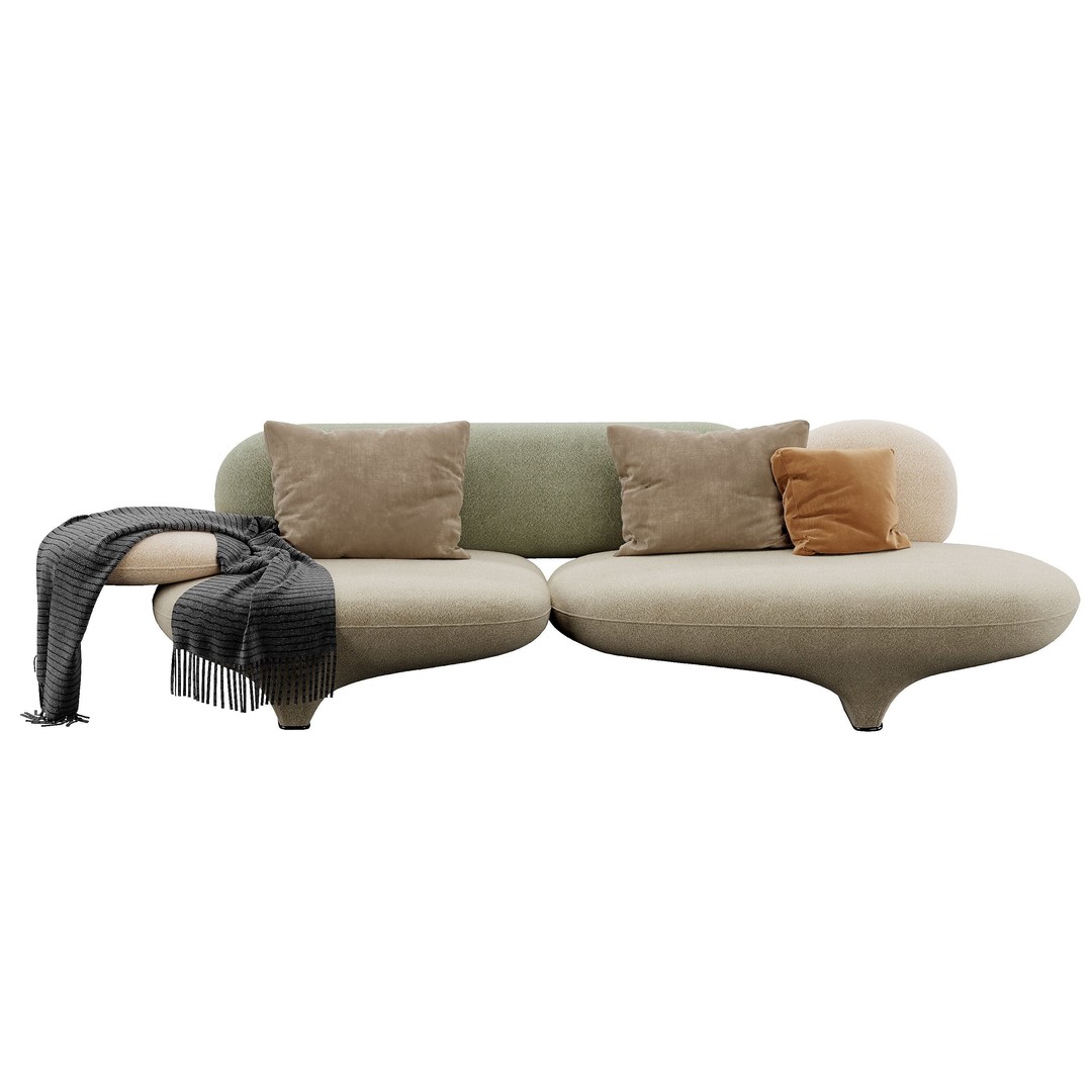 Figure Sofa 3D Model – Modern Design, High Poly, FBX, OBJ - View 13
