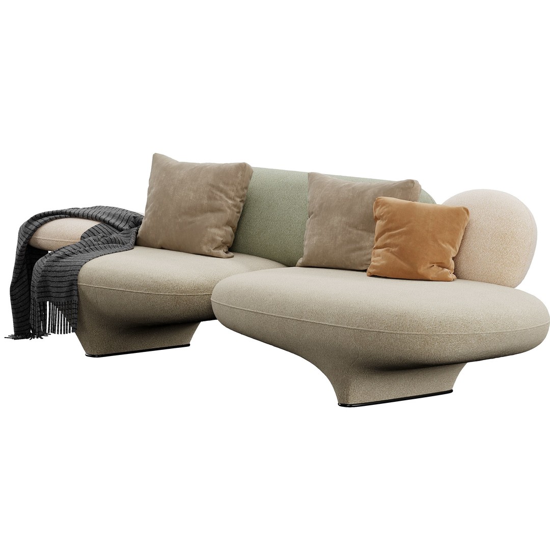 Figure Sofa 3D Model – Modern Design, High Poly, FBX, OBJ - View 14