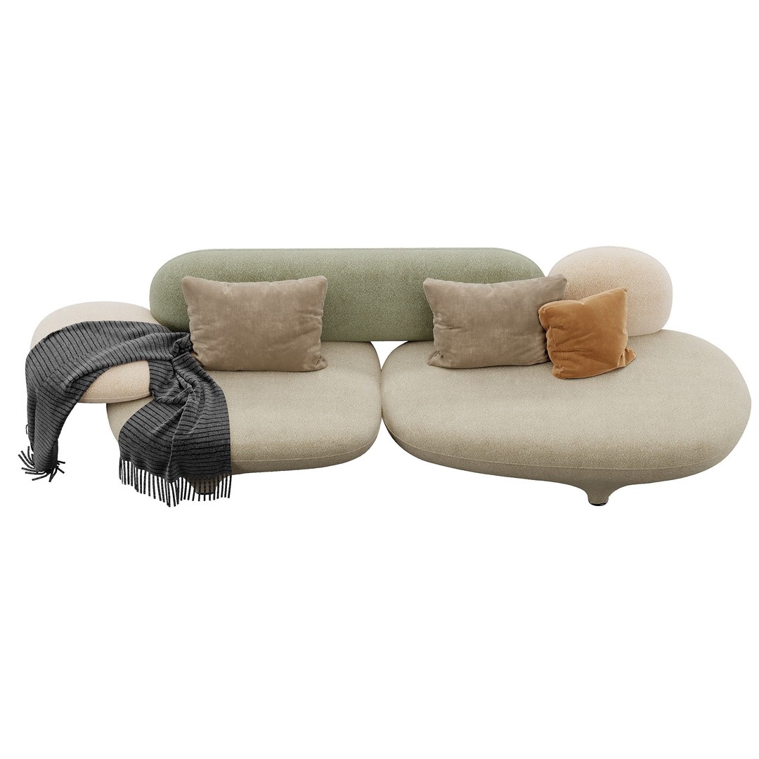 Figure Sofa 3D Model – Modern Design, High Poly, FBX, OBJ - View 15