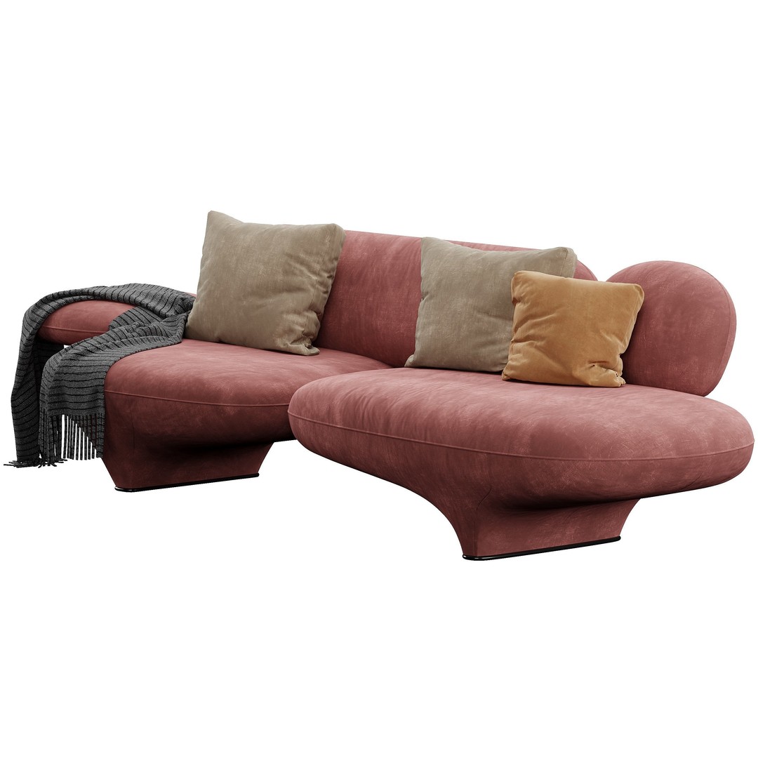 Figure Sofa 3D Model – Modern Design, High Poly, FBX, OBJ - View 16