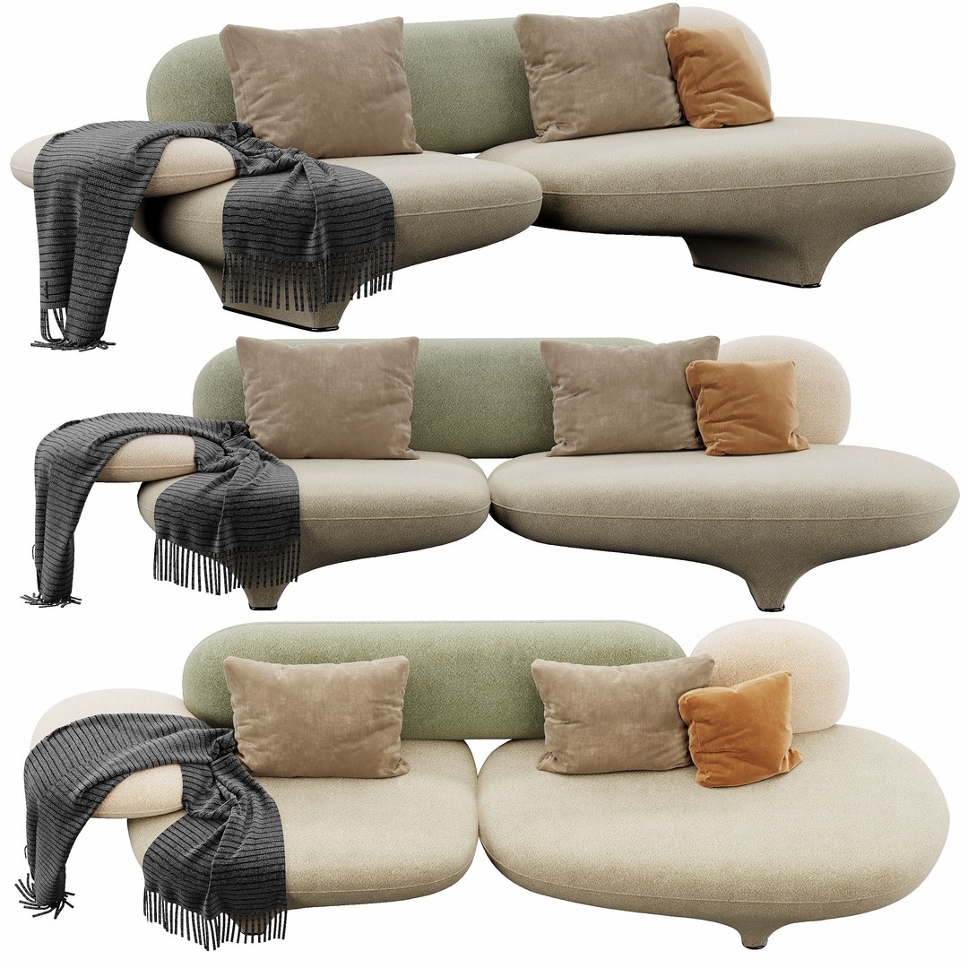 Figure Sofa 3D Model – Modern Design, High Poly, FBX, OBJ - View 3