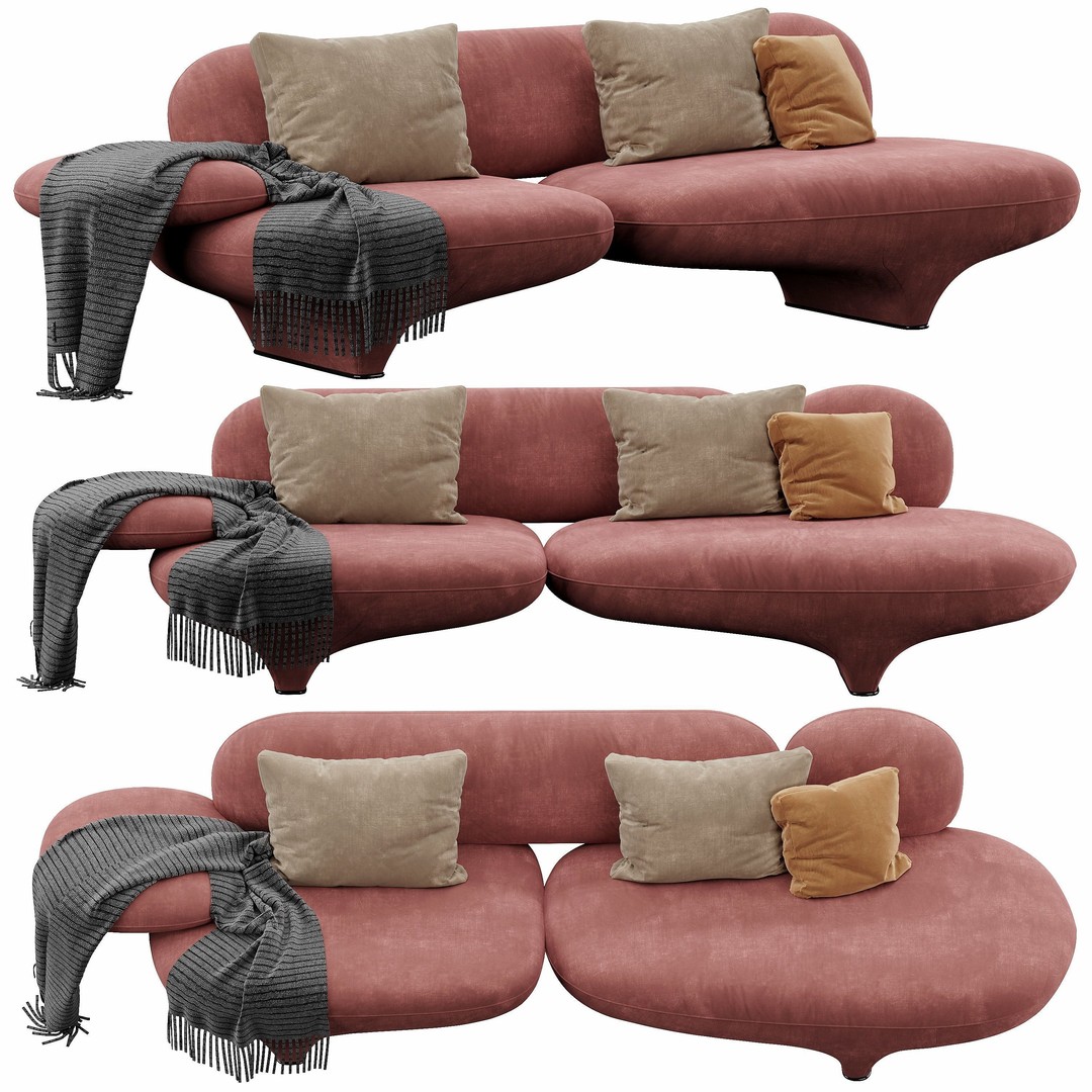 Figure Sofa 3D Model – Modern Design, High Poly, FBX, OBJ - View 4