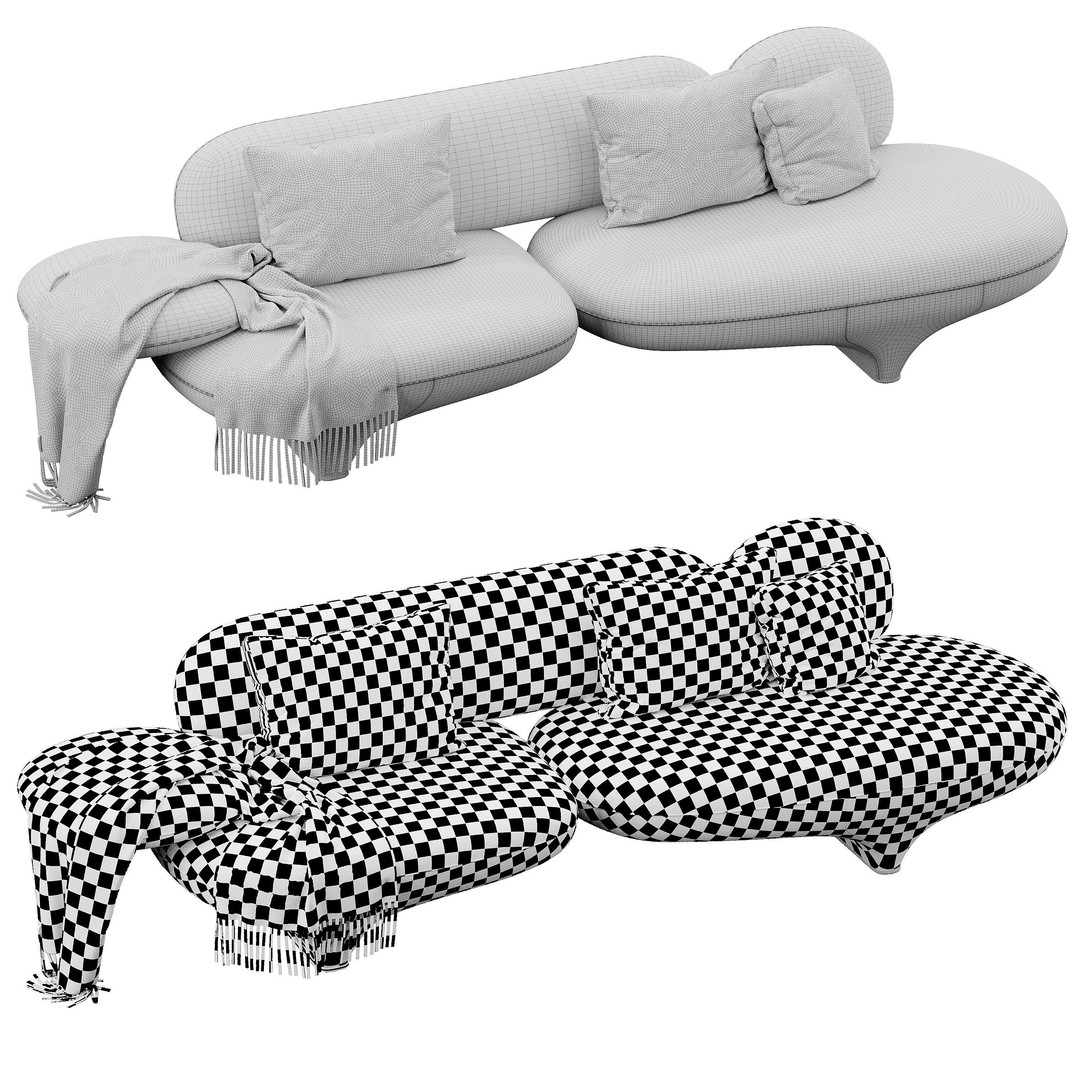 Figure Sofa 3D Model – Modern Design, High Poly, FBX, OBJ - View 5