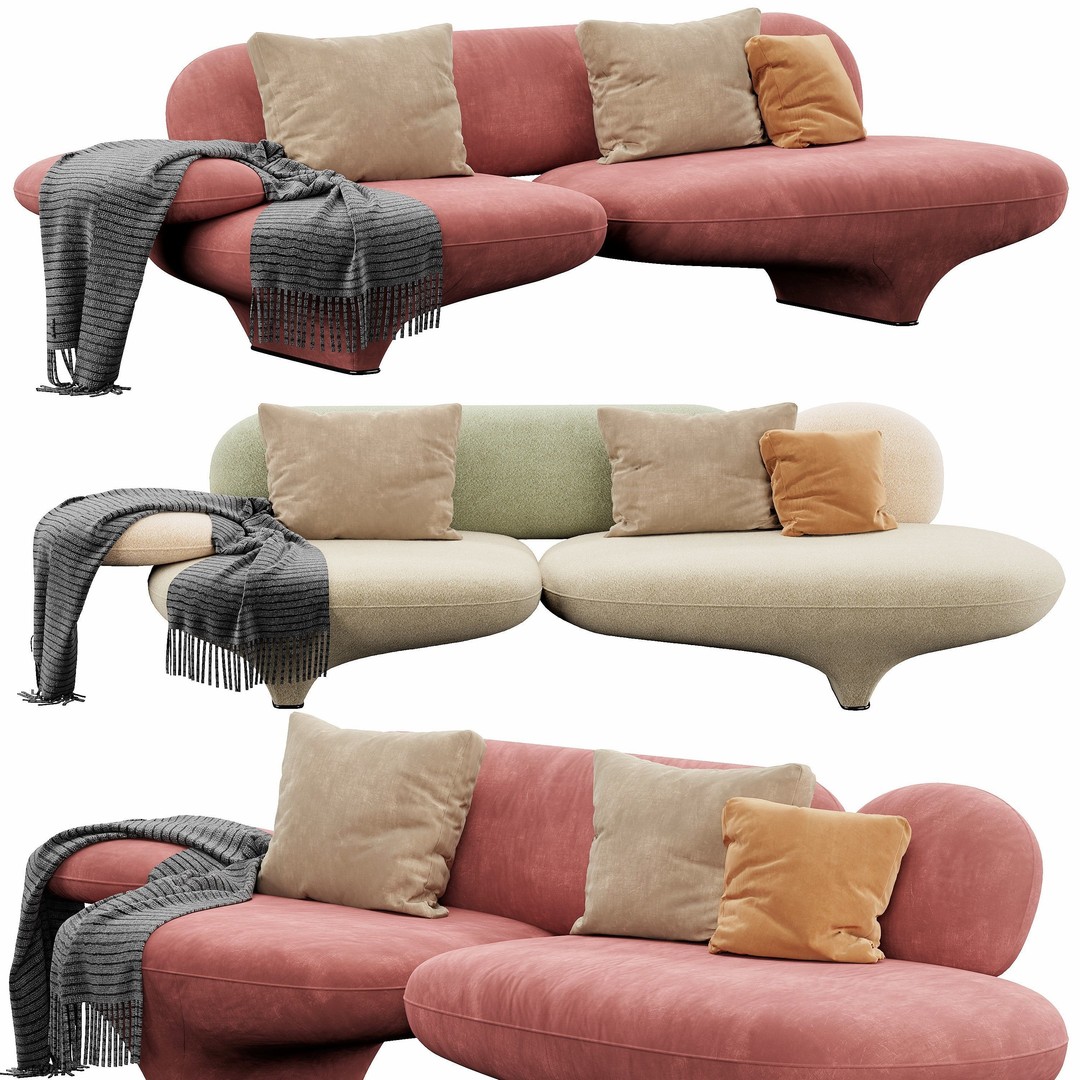 Figure Sofa 3D Model – Modern Design, High Poly, FBX, OBJ - View 6