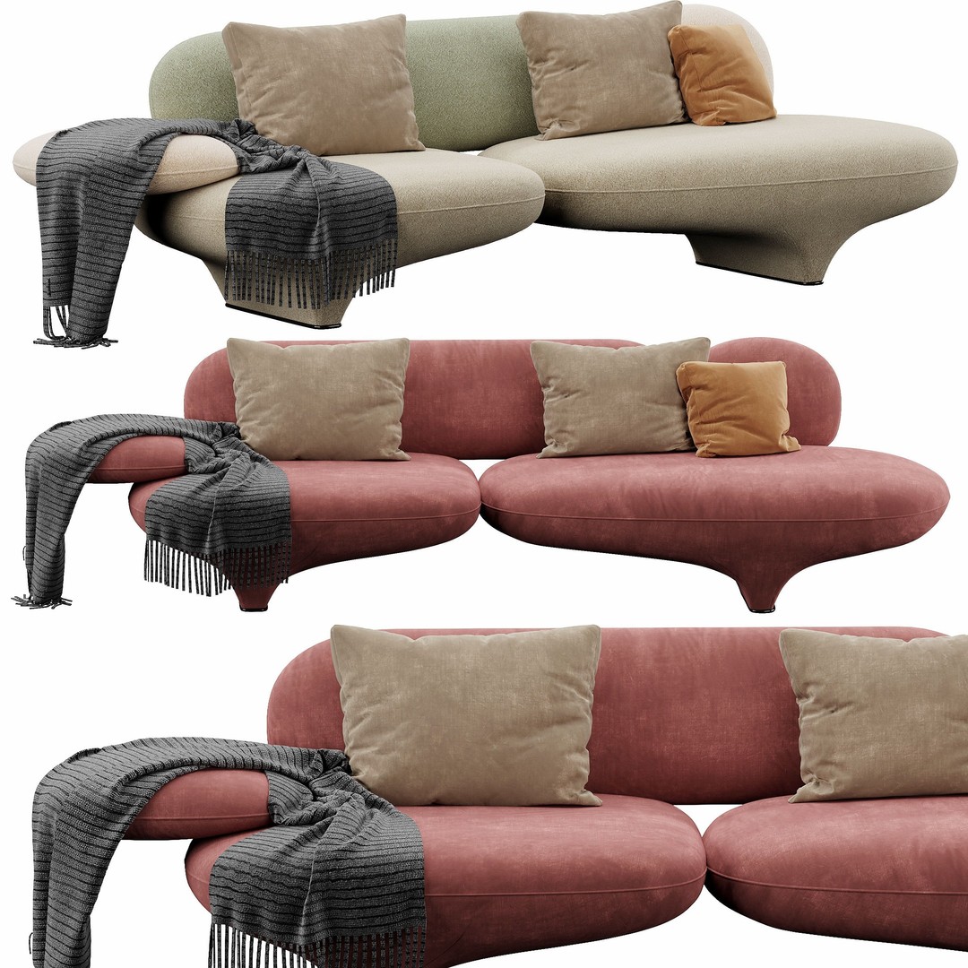 Figure Sofa 3D Model – Modern Design, High Poly, FBX, OBJ - View 7
