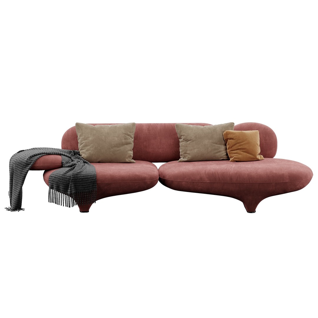 Figure Sofa 3D Model – Modern Design, High Poly, FBX, OBJ - View 8
