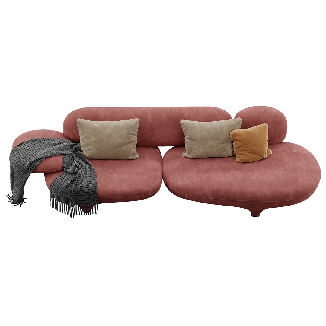 Figure Sofa 3D Model – Modern Design, High Poly, FBX, OBJ - View 9