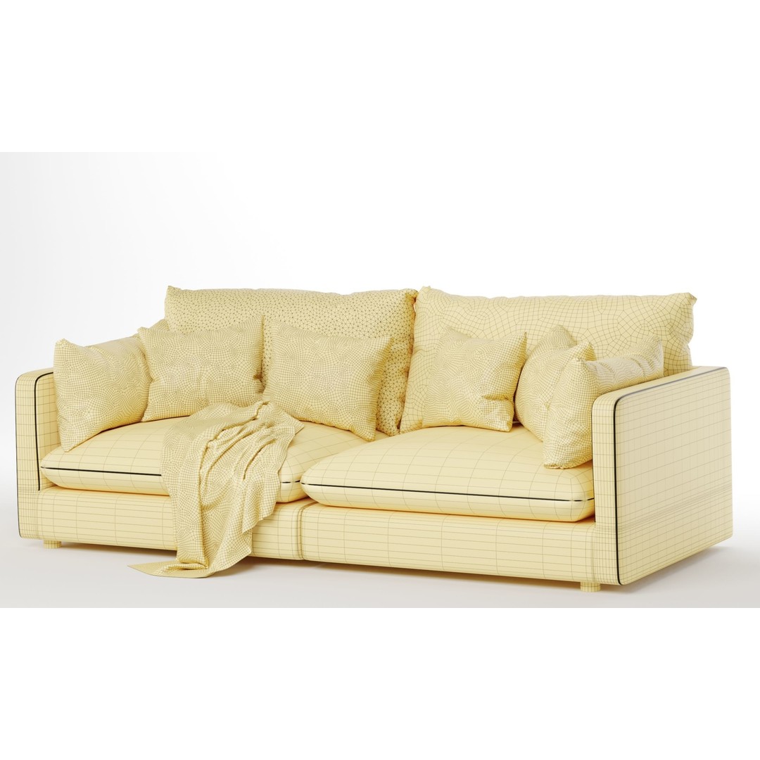Unwind Sofa 3D Model – Modern Fabric Design with Textures and Materials