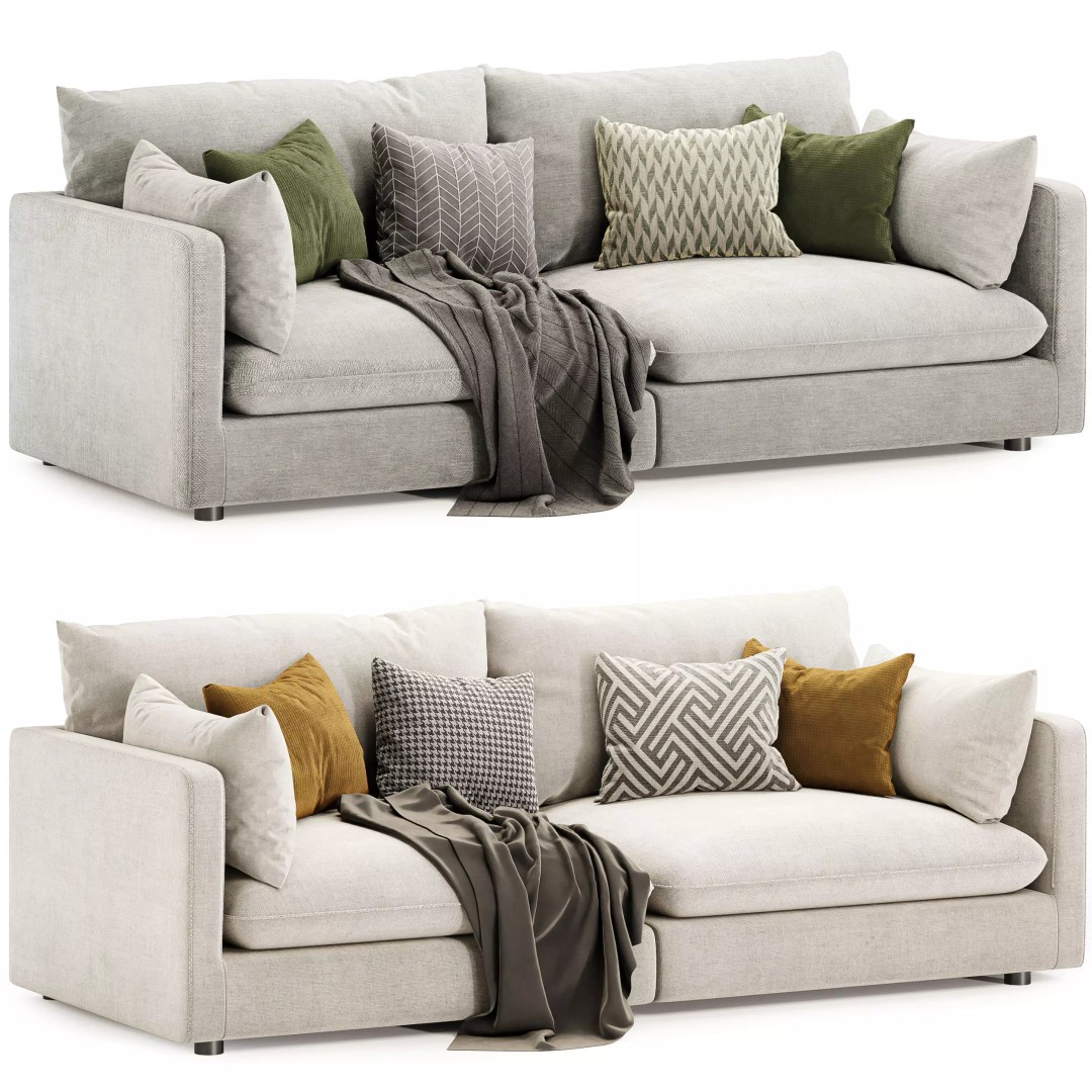 Unwind Sofa 3D Model – Modern Fabric Design with Textures and Materials - View 2