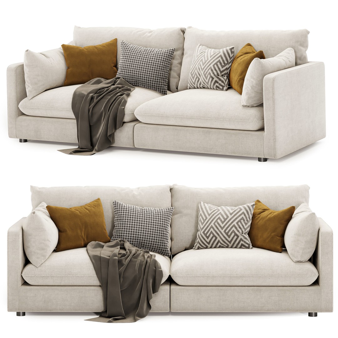 Unwind Sofa 3D Model – Modern Fabric Design with Textures and Materials - View 3
