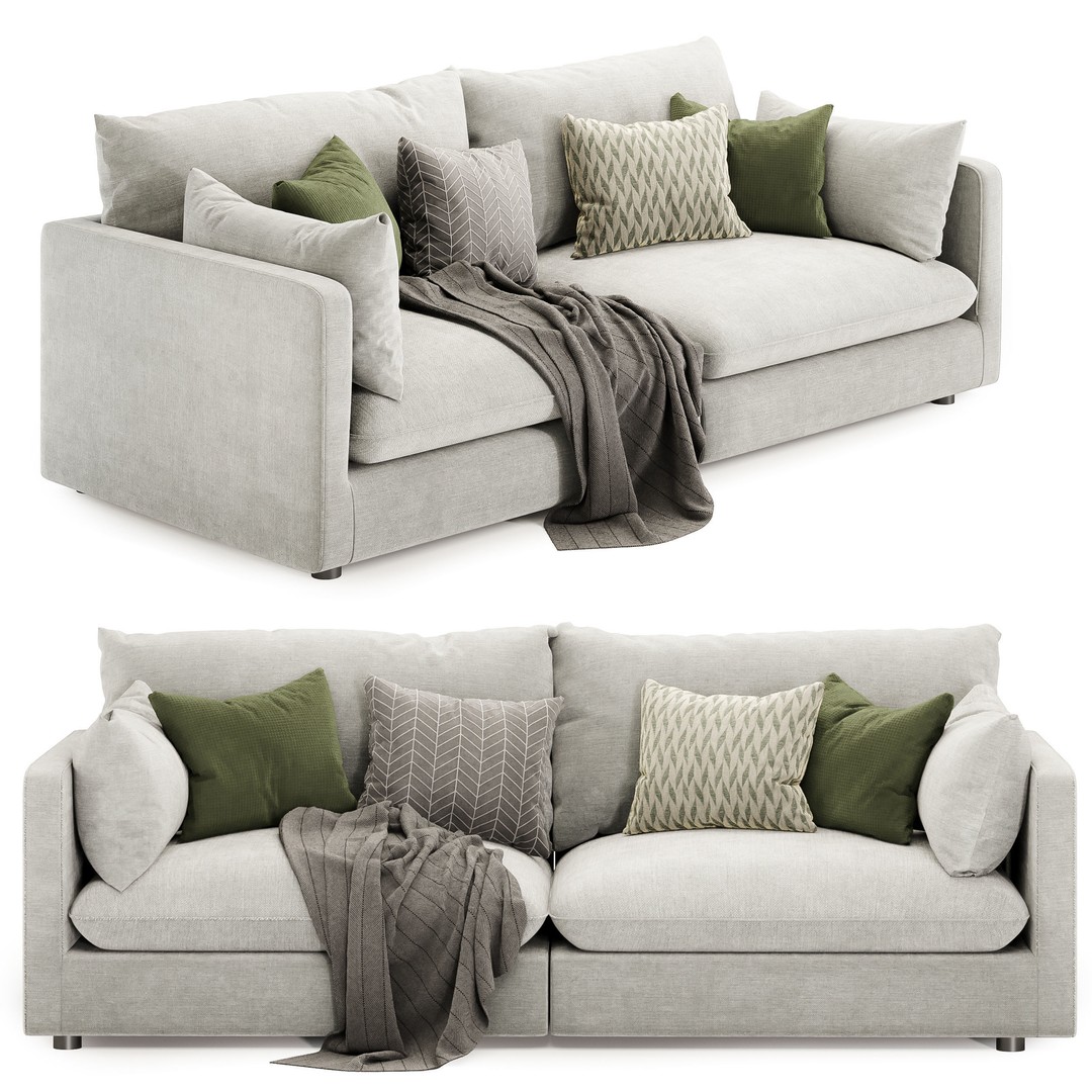 Unwind Sofa 3D Model – Modern Fabric Design with Textures and Materials - View 4