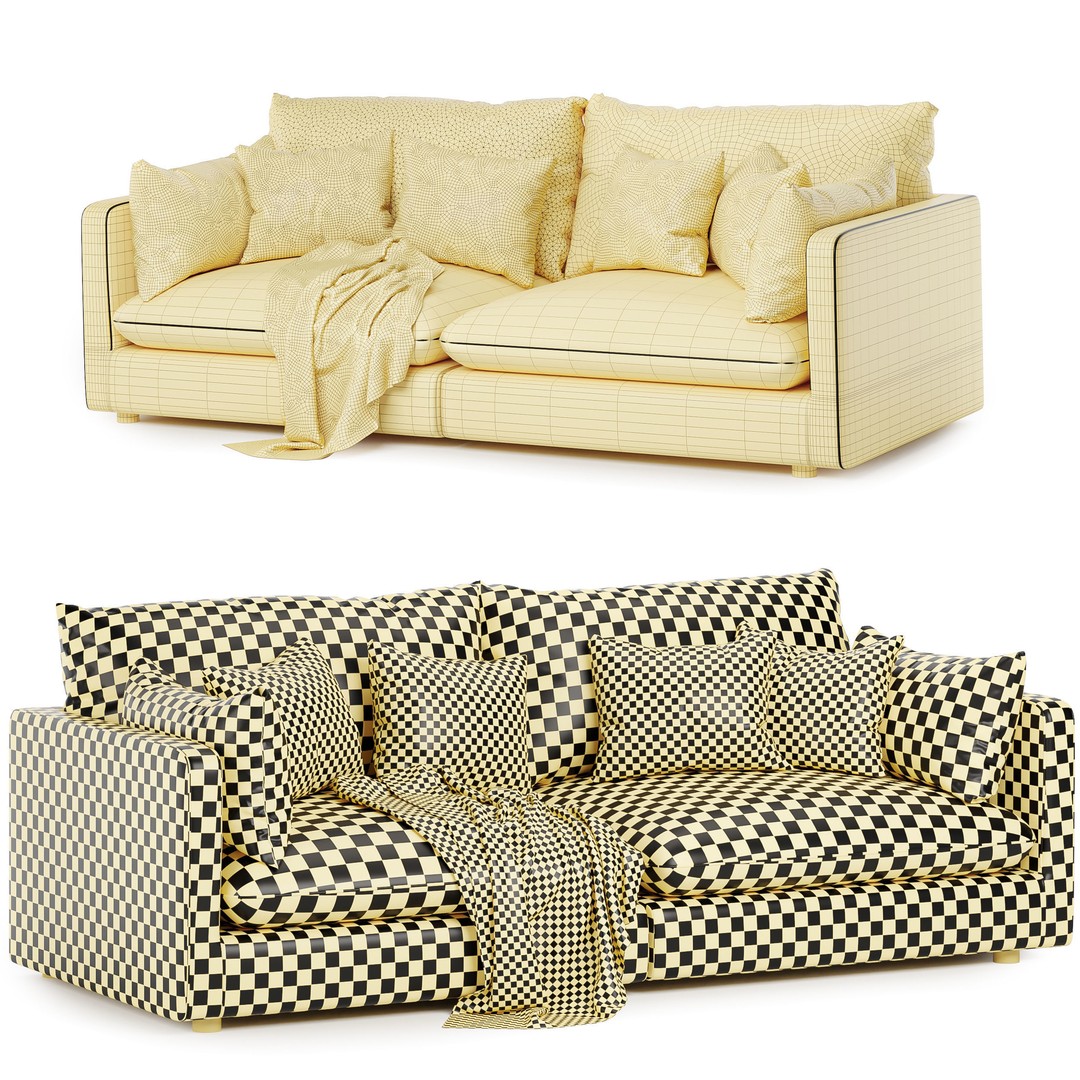 Unwind Sofa 3D Model – Modern Fabric Design with Textures and Materials - View 5