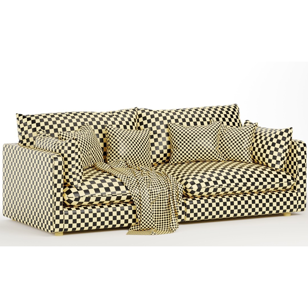 Unwind Sofa 3D Model – Modern Fabric Design with Textures and Materials - View 6