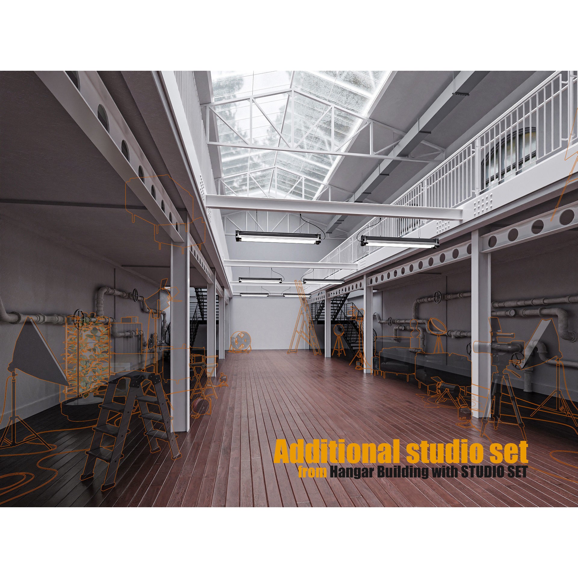 Hangar Building - Low-Poly Game-Ready 3D Model - View 11