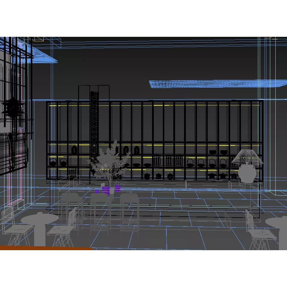 Restaurant Interior Design 3D Model – Modern Cafe Scene with Textures - View 5