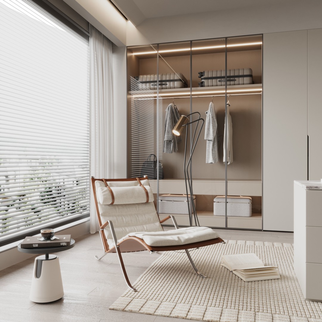 Modern Cloakroom 3D Model – Minimalist Interior Scene, Corona Renderer