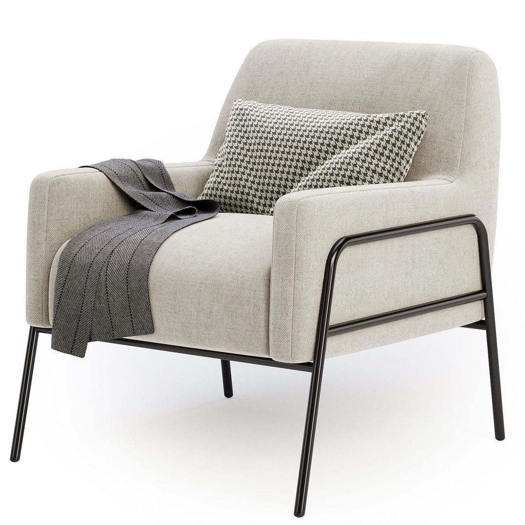 Charlotte Gray Comfort Accent Chair 3D Model – Modern Fabric Design, FBX/OBJ - View 5